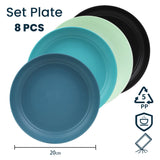 Bugucat Plates 8 PCS,Picnic Plates Lightweight Dishes Plates Sets,Plastic Plates Set Unbreakable and Reusable,Dessert Plates For Picnic Home,Dinner Plates Microwave and Dishwasher Safe