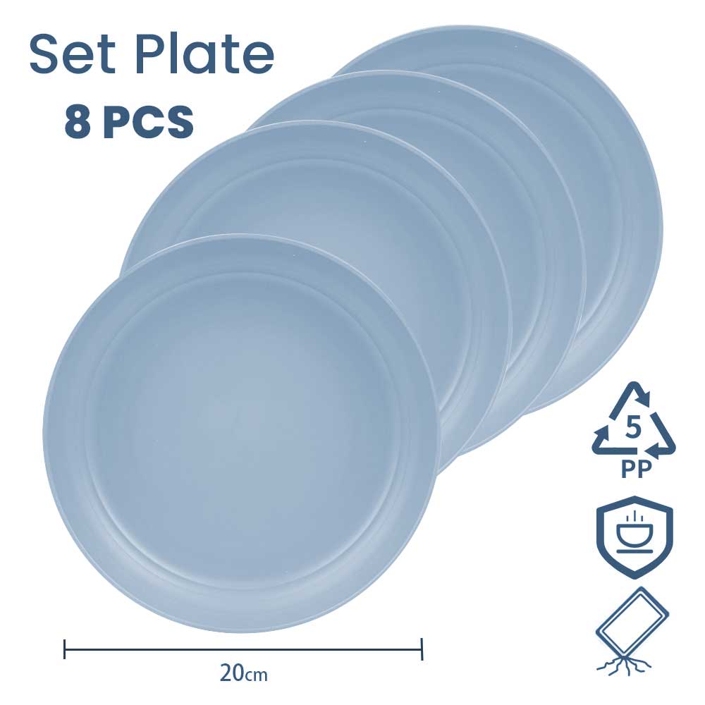 Bugucat Plates 8 PCS,Picnic Plates Lightweight Dishes Plates Sets,Plastic Plates Set Unbreakable and Reusable,Dessert Plates For Picnic Home,Dinner Plates Microwave and Dishwasher Safe