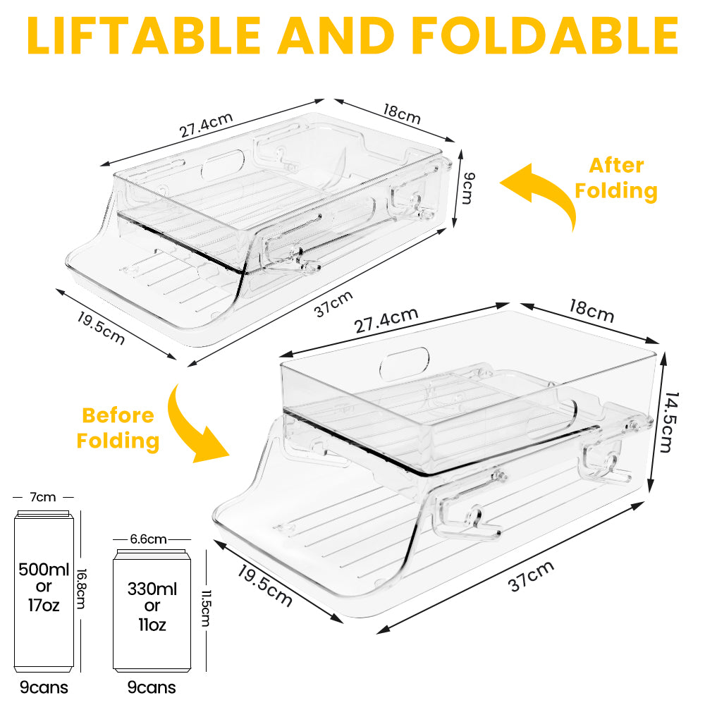 Fridge Organizer Can Dispenser, Fridge Can Holder, Beverage Cans Organizer,  Storage Boxes for Cabinets Freezer Pantry