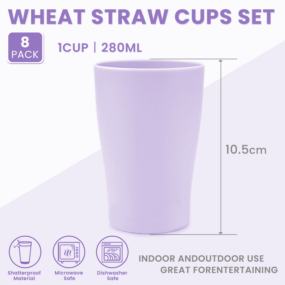 8pcs Plastic Cups 280ml, Reusable Drinking Tumbler Cups  for Camping BBQs Picnics