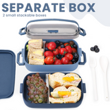 Bugucat Lunch Box 1600ML, 2 in 1 Bento Box Leak-Proof Lunch Containers with Compartments Cutlery, Lunch Containers for Adult Kids, Dishwasher and Microwave Safe Food Storage Container
