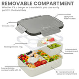 Lunch Box 1300ML,Kids Lunch Box Bento Boxes with 4 Compartments Cutlery,Leak-Proof