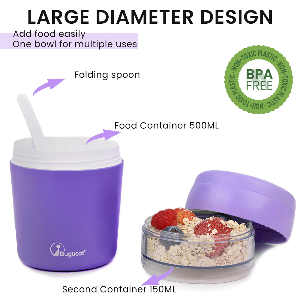 Cereal Cup,Yogurt Cups Plastic Milk Jar with Lids and Spoon,Leak-Proof Breakfast Container