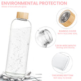 Glass Water Bottle 1000ML, Glass Drinking Bottle with Protective Sleeves Leak-Proof Lid