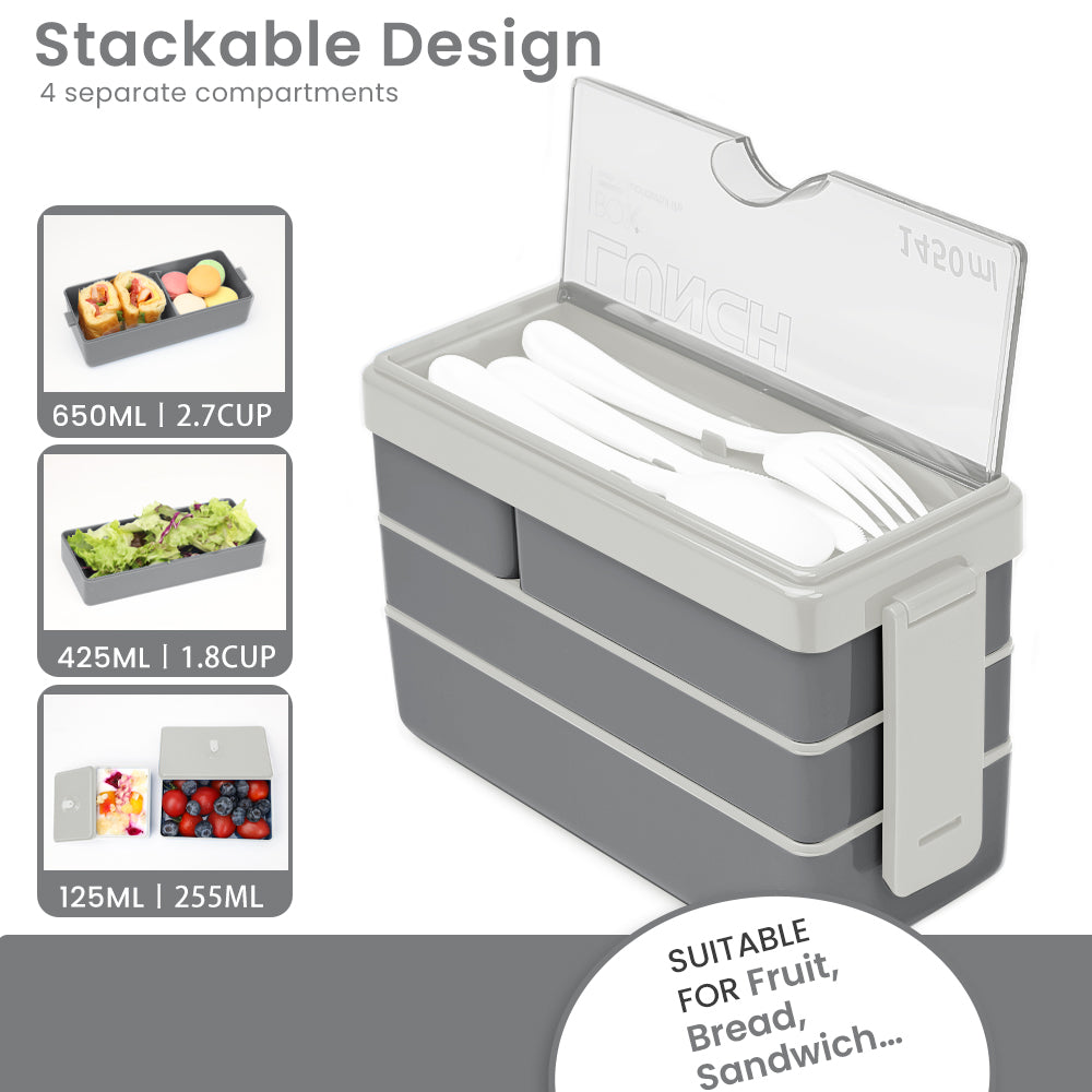 Lunch Box 1450ML, Bento Box Leak-Proof Dishwasher Microwave Safe BPA-Free