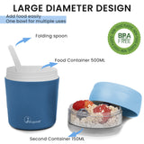 Cereal Cup,Yogurt Cups Plastic Milk Jar with Lids and Spoon,Leak-Proof Breakfast Container