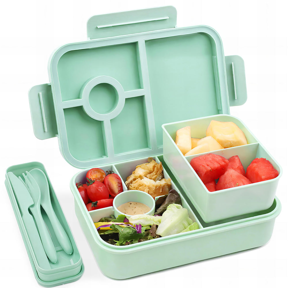 Food Plastic Lunch Box Children Office Bento Box with Tableware