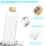 Bugucat Borosilikatglas-Wasserflasche 1000 ml, wiederverwendbare Glastrinkflasche mit Schutzhüllen und auslaufsicherem Deckel, tragbarer Saftgetränkebehälter, ideal für Schule, Zuhause, Büro, Fitnessstudio, BPA-frei
