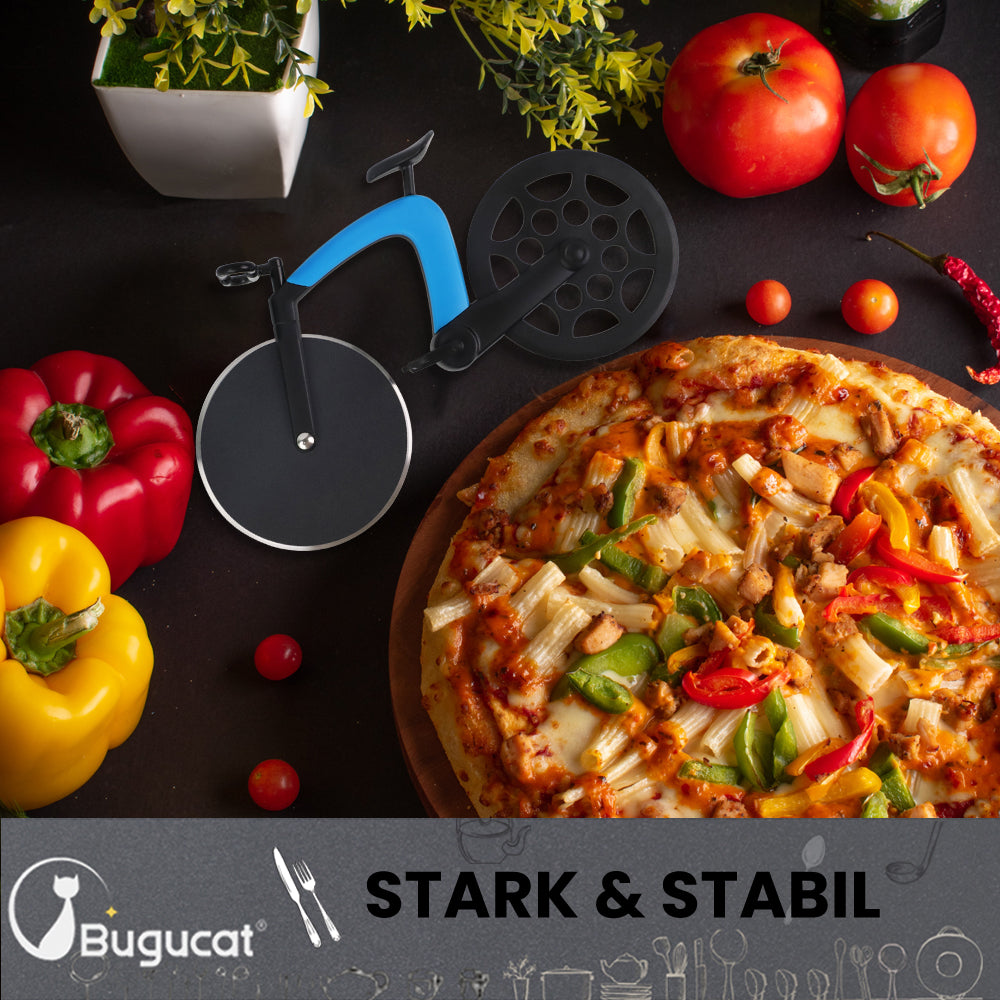 Bugucat Bicycle Pizza Cutter, Pizza Wheel Slicer Strong Solid Sharp,Pizza Knife Great Idea for Cyclists Pizza Lovers Pizza Accessories with Stainless Steel,Bike Non-Stick Cutting Wheels