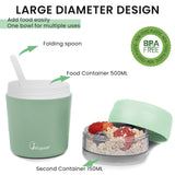 Bugucat Cereal Cup,Yogurt Cups Plastic Milk Jar With Lids and Spoon,Leak-Proof Breakfast Container Yoghurt Pot With Sauce Container,Yoghurt Container for Oatmeal Porridge Fruit Salad