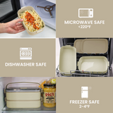Bugucat Lunch Box 1600ML, 2 in 1 Bento Box Leak-Proof Lunch Containers with Compartments Cutlery, Lunch Containers for Adult Kids, Dishwasher and Microwave Safe Food Storage Container