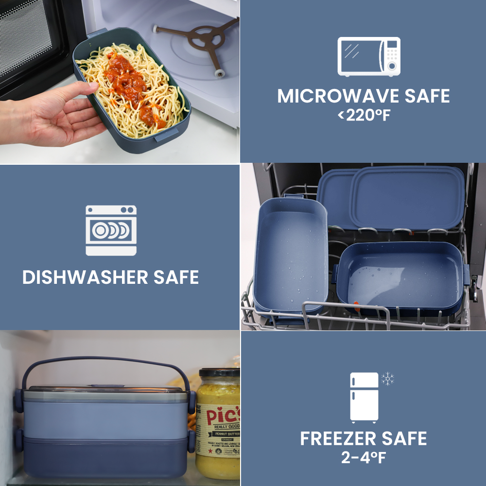 Lunch Box 1600ML, Bento Box Leak-Proof Dishwasher Microwave Safe BPA-Free