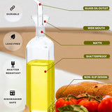 Bugucat Glass Oil Bottle Drizzler, Olive Oil Vinegar Bottle,Lead-Free Glass Oil Bottle,Oil Dispenser Wide Opening for Easy Fill & Cleaning,Oil and Vinegar Bottle for Kitchen,Salad,BBQ