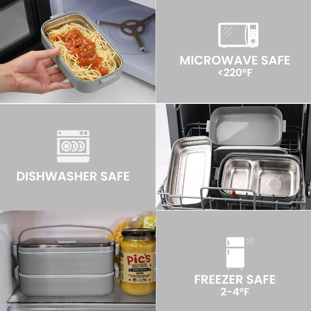 Lunch Box 304 Stainless Steel 1100ML,Bento Box Leak-Proof Dishwasher Microwave Safe