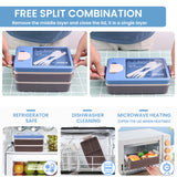 Bugucat Lunchbox 2000ML, Bento Box Brotdose kinder mit 4 Fächern und Besteckset, Vesperdose Frühstücksbox für Mikrowellen Spülmaschinen, Brotzeitbox Brotbüchse für Erwachsene, BPA-Free