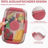 Bento Box 2000ML, Fiambrera Ensalada Contenedor de Almuerzo para Llevar con Bandeja de 4 Compartimentos