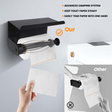 Bugucat Portarrollos de papel higiénico sin taladrar, Portarrollos de papel higiénico con estante, Soporte de papel de montaje en pared de acero inoxidable SUS 304 Autoadhesivo o Montaje en pared para baño Inodoro Cocina