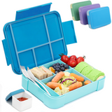 Bugucat Lunchbox 1330 ml, auslaufsichere Bento-Box mit 5 Fächern und Besteck, Lunchbehälter für Kinder und Erwachsene, Lebensmittelaufbewahrungsbehälter mit auslaufsicherem Silikonring, geeignet für Mikrowelle und Spülmaschine