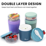 Bugucat Cereal Cup,Yogurt Cups Plastic Milk Jar With Lids and Spoon,Leak-Proof Breakfast Container Yoghurt Pot With Sauce Container,Yoghurt Container for Oatmeal Porridge Fruit Salad