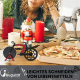 Bugucat Fahrrad-Pizzaschneider, Pizzaradschneider, stark, solide, scharf, Pizzamesser, tolle Idee für Radfahrer, Pizzaliebhaber, Pizzazubehör mit Edelstahl, antihaftbeschichtete Fahrrad-Schneidräder