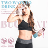 Bugucat Water Bottle 1000ML, Drinks Bottle with Straw and Time Markings, Leak Proof Sport Jug Reusable, BPA Free Tritan Water Storage Container for Gym Outdoor Cycling Fitness Outdoor, 1 Click Open