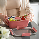 Bento Box 2000ML, Fiambrera Ensalada Contenedor de Almuerzo para Llevar con Bandeja de 4 Compartimentos