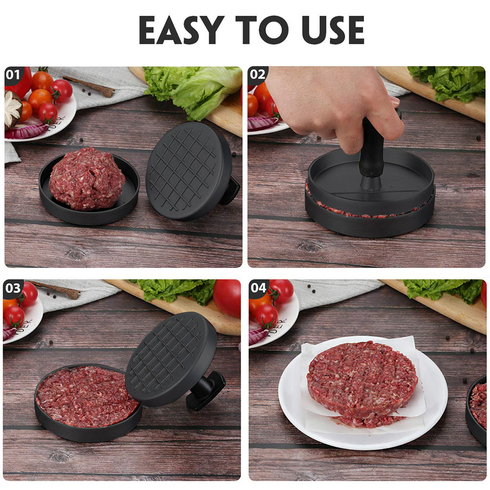 Buguacat Burger Press 50 Patty Papers Set - Antiadhésif Hamburger Press Patty Maker Moule avec des feuilles de papier de cire Patty Viande Boeuf Porc Agneau Fromage Halal Noix Veg Veggie Burger Maker pour Barbecue Barbecue Grill