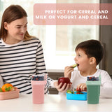 Bugucat Cereal Cup 760ml+230ml, Yogurt Cups Plastic Milk Jar With Lids and Spoon,Leak-Proof Breakfast Container Yoghurt Pot With Sauce Container,Yoghurt Container for Oatmeal Porridge Fruit Salad