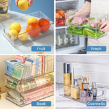 Bugucat Fridge Organisers 6 Packs, Fridge Storage Organiser Kitchen Clear Storage Organiser Stackable, Refrigerator Organiser Bins Storage Container Box for Freezer, Kitchen, Cabinets, Pantry