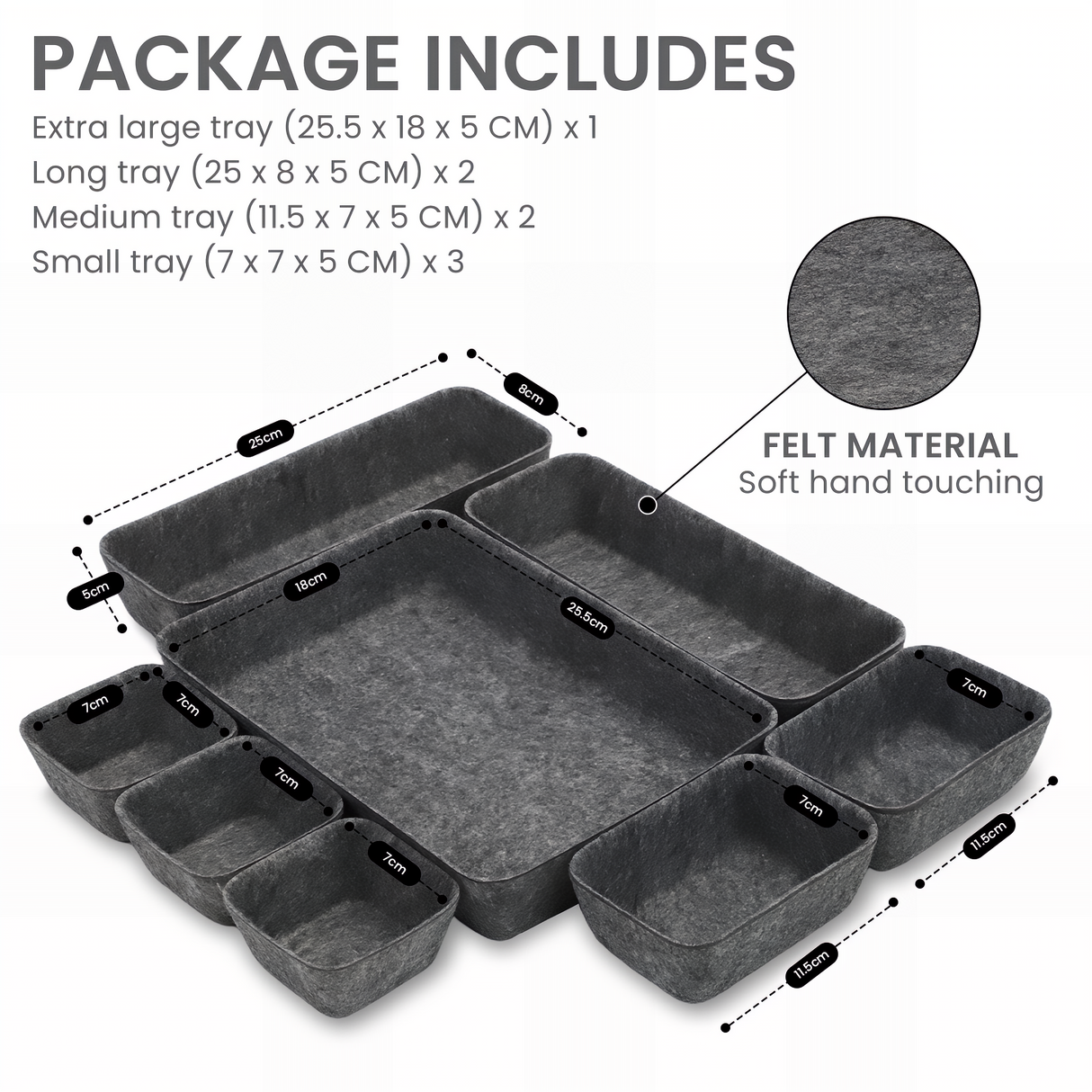 Bugucat Felt Drawer Organiser Stackable Desk Organiser Storage Boxes Organiser Kitchen