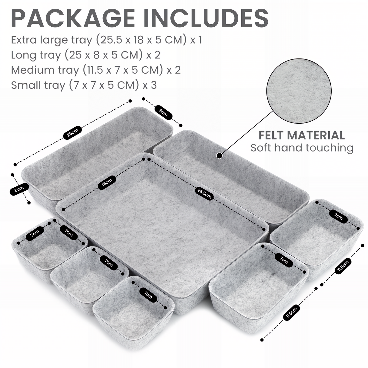 Bugucat Felt Drawer Organiser Stackable Desk Organiser Storage Boxes Organiser Kitchen