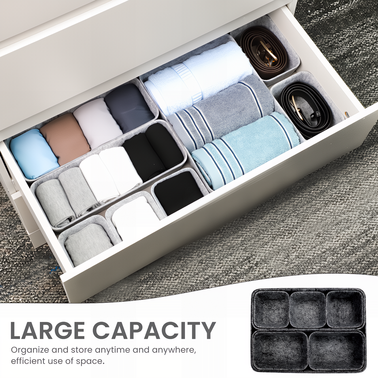 Bugucat Felt Drawer Organiser Stackable Desk Organiser Storage Boxes Organiser Kitchen