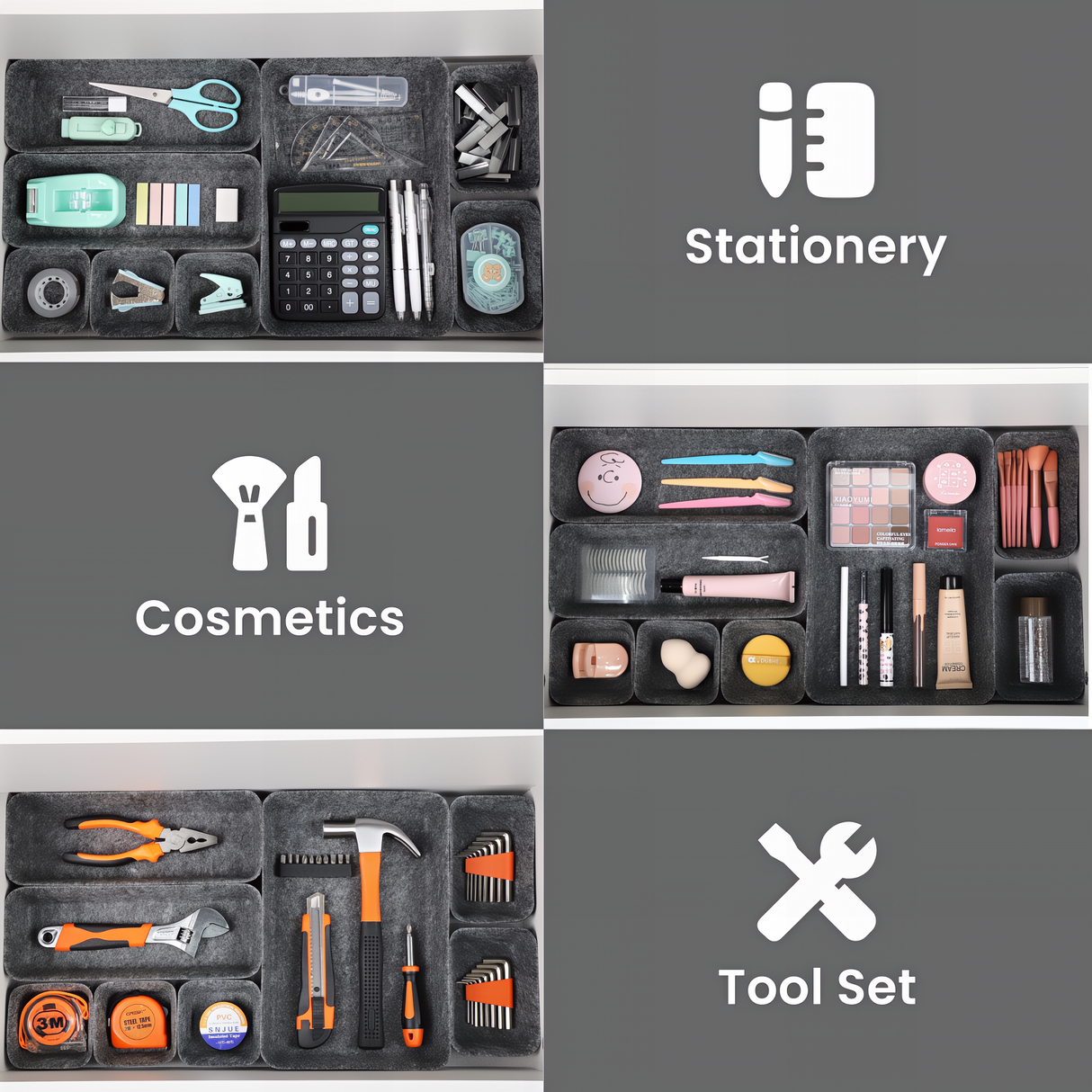 Bugucat Felt Drawer Organiser Stackable Desk Organiser Storage Boxes Organiser Kitchen