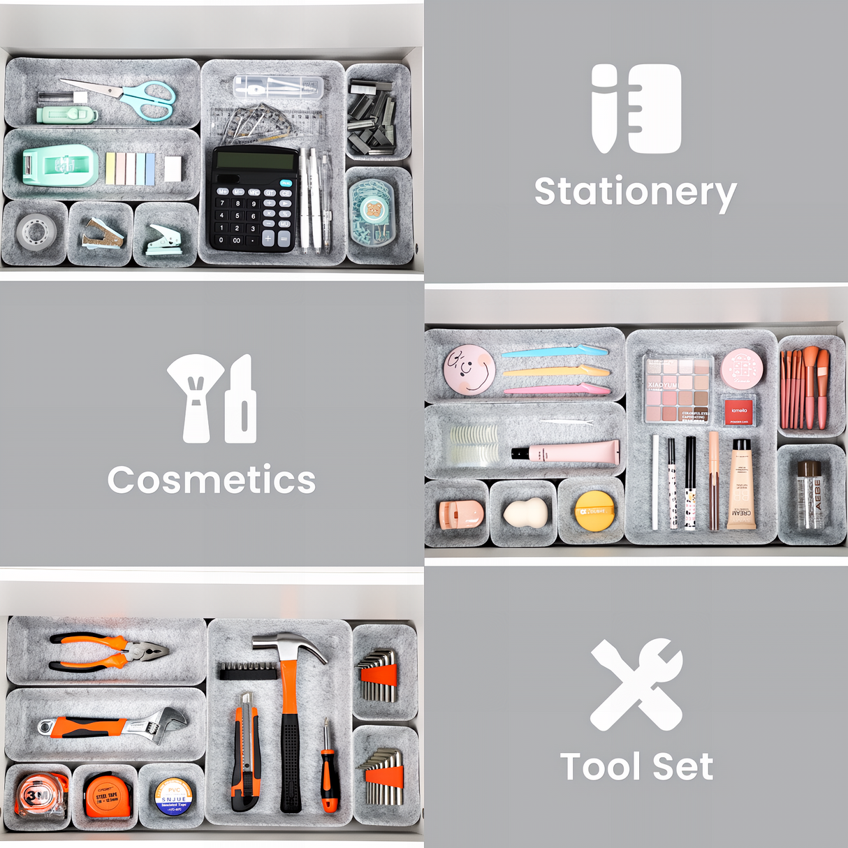 Bugucat Felt Drawer Organiser Stackable Desk Organiser Storage Boxes Organiser Kitchen