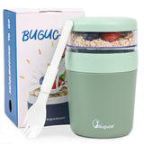 Bugucat Cereal Cup,Yogurt Cups Plastic Milk Jar With Lids and Spoon,Leak-Proof Breakfast Container Yoghurt Pot With Sauce Container,Yoghurt Container for Oatmeal Porridge Fruit Salad
