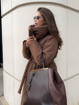 Lange Baumwolljacke, Stehkragen lockerer Freizeitmantel, warm, Winter