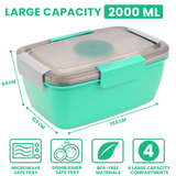 Salad Bowl 2000ML 2 Set, Leak-Proof Bento Box Lunch Box  Dishwasher Microwave Safe BPA-Free