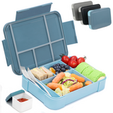 Bugucat Lunchbox 1330 ml, auslaufsichere Bento-Box mit 5 Fächern und Besteck, Lunchbehälter für Kinder und Erwachsene, Lebensmittelaufbewahrungsbehälter mit auslaufsicherem Silikonring, geeignet für Mikrowelle und Spülmaschine