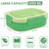 Bugucat Lunch Box 1300ML, Bento Box Brotdose kinder mit 4 Fächern und Besteckset, Vesperdose Frühstücksbox für Mikrowellen Spülmaschinen, Brotzeitbox Brotbüchse für Kinder Erwachsene BPA-Freie