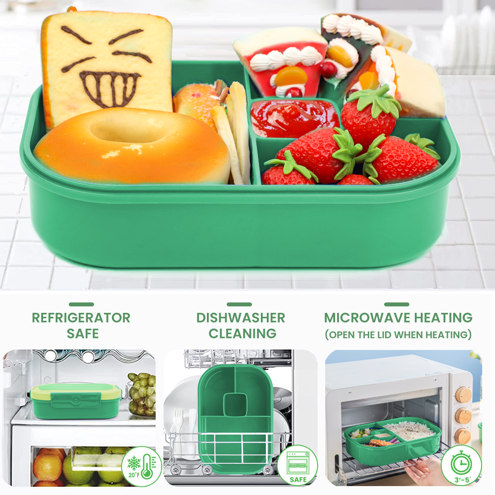 Bugucat Lunch Box 1600ML, 2 in 1 Bento Box Leak-Proof Lunch Containers