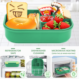 Bugucat Lunch Box 1300ML, Bento Box Brotdose kinder mit 4 Fächern und Besteckset, Vesperdose Frühstücksbox für Mikrowellen Spülmaschinen, Brotzeitbox Brotbüchse für Kinder Erwachsene BPA-Freie