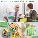Bugucat Lunch Box 1300ML, Bento Box Brotdose kinder mit 4 Fächern und Besteckset, Vesperdose Frühstücksbox für Mikrowellen Spülmaschinen, Brotzeitbox Brotbüchse für Kinder Erwachsene BPA-Freie