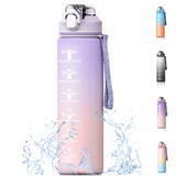 Bugucat Trinkflasche 1000 ML,Wasserflasche Water Bottle Auslaufsichere Sportflasche mit Strohhalm und Zeitmarkierungen Große,Water Jug für Home-Office Fitness Camping Outdoor Fahrrad,BPA Frei