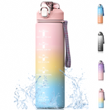 Bugucat Trinkflasche 1000 ML,Wasserflasche Water Bottle Auslaufsichere Sportflasche mit Strohhalm und Zeitmarkierungen Große,Water Jug für Home-Office Fitness Camping Outdoor Fahrrad,BPA Frei