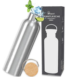 Bugucat Trinkflasche Edelstahl 1000ML,Auslaufsicher Wasserflasche Kletterflasche Thermosflasche Kohlensäure Geeignet Wiederverwendbare Sportflasche Isolierte Thermosflasche für kalte Heiße Getränke