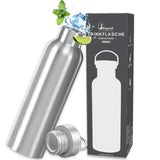 Bugucat Trinkflasche Edelstahl 1000ML,Auslaufsicher Wasserflasche Kletterflasche Thermosflasche Kohlensäure Geeignet Wiederverwendbare Sportflasche Isolierte Thermosflasche für kalte Heiße Getränke