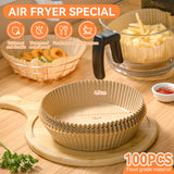 Bugucat Backpapier für Heißluftfritteuse 16CM 50PCS, Backpapier Airfryer Rund Antihaft-Einweg Wasserdicht Ölfest Nicht Porös Pergamentpapier Backpapier, Backen Zubehör Papier für Bratpfanne Ofen