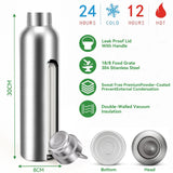 Bugucat Trinkflasche Edelstahl 1000ML,Auslaufsicher Wasserflasche Kletterflasche Thermosflasche Kohlensäure Geeignet Wiederverwendbare Sportflasche Isolierte Thermosflasche für kalte Heiße Getränke
