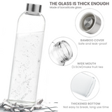 Bugucat botella de vidrio 1000 ML, botella de vidrio con tapa protectora de acero inoxidable, botella de agua a prueba de fugas de vidrio de borosilicato, jarra para batidos, jugos, agua y bebidas, libre de BPA