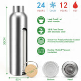 Bugucat Trinkflasche Edelstahl 1000ML,Auslaufsicher Wasserflasche Kletterflasche Thermosflasche Kohlensäure Geeignet Wiederverwendbare Sportflasche Isolierte Thermosflasche für kalte Heiße Getränke